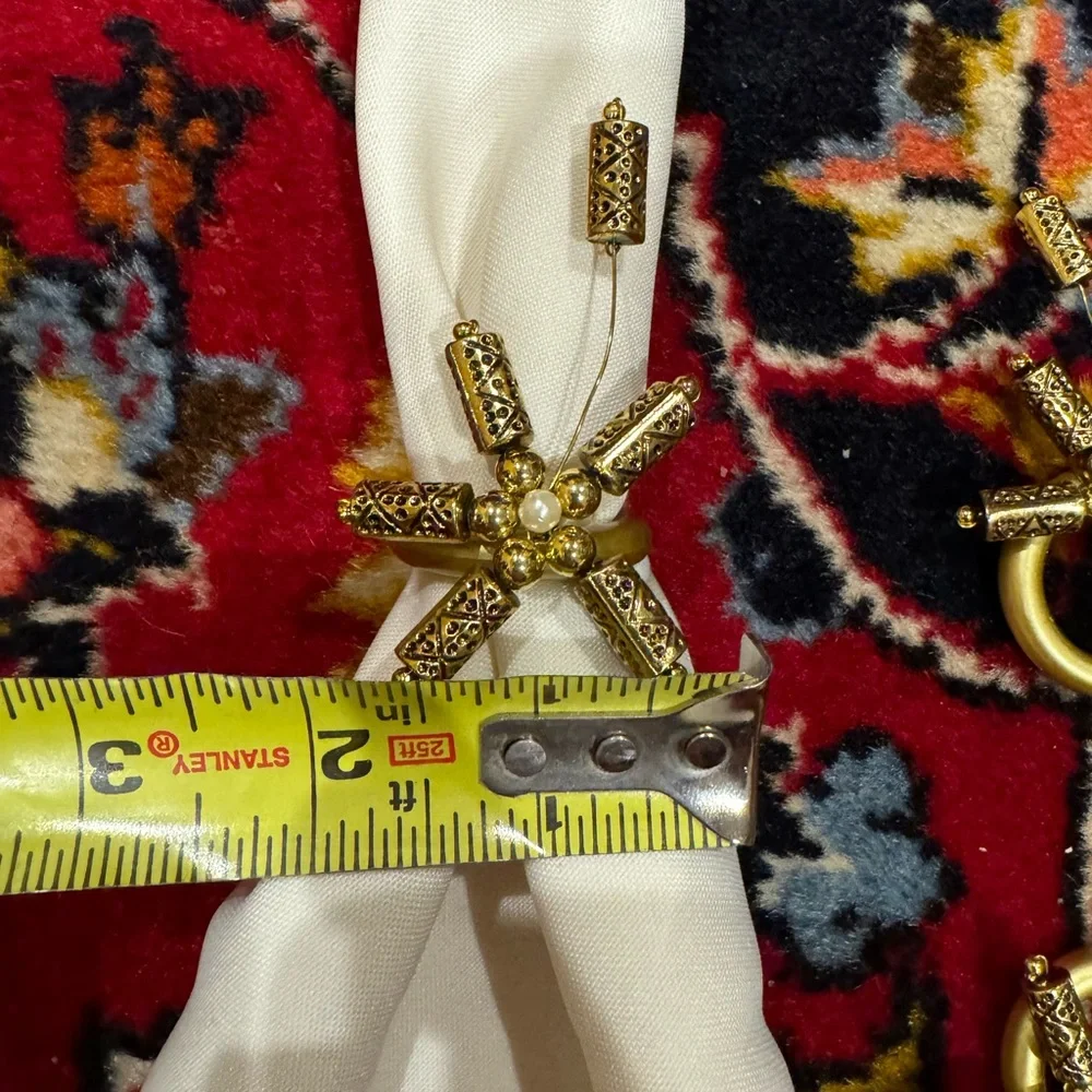 Set of 6 New handmade Gold Beaded Napkin Ring